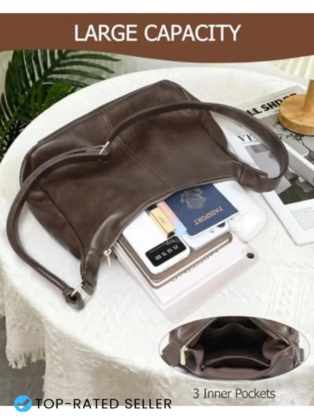 Soft Vegan Leather Hobo Bag Crossbody Shoulder Handbag Tote Purse